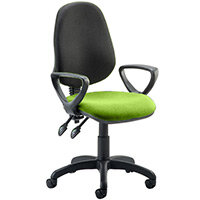 Eclipse II Lever Task Operator Office Chair With Loop Arms Black Back Swizzle Green Seat