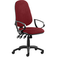 Eclipse III Lever Task Operator Office Chair With Loop Arms In Chilli Red