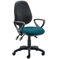 Eclipse III Lever Task Operator Office Chair With Loop Arms Black Back Kingfisher Green Seat