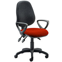 Eclipse III Lever Task Operator Office Chair With Loop Arms Black Back Pimento Rustic Orange Seat