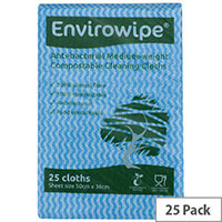 Envirowipe Antibacterial Blue Colour Coded Cleaning Cloths 25 Pack EWF150 Envirowipe Antibacterial Blue Colour Coded Cleaning Cloths 25 Pack EWF150