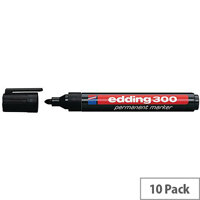 Edding Permanent Marker Bullet Tip Black 10 Pack