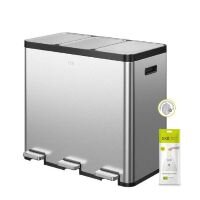 EKO Ecocasa Recycling Pedal Bin 60L - 20L x 3 Compartments - Silver