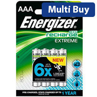 Energizer Extreme Accu AAA Rechargeable Battery, 800mAh (Pack of 4, Ref 635751) - Long-Lasting Power for Everyday Devices