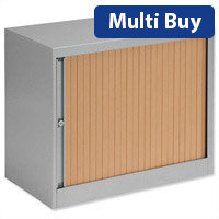 Bisley Euro Tambour Low Cupboard for A4 W800xD430xH695mm Silver Beech ET408/06/1S BC arn