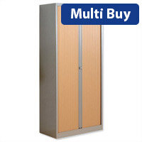 Bisley Euro Tambour for A4 W1000xD430xH1980mm 4 Shelves Beech Silver ET410/19/4SB