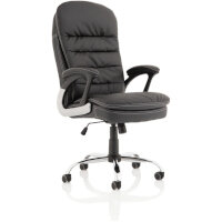 Ontario Executive Chair Ergonomic - High Padded Back - Padded Arms - Chrome Frame - Black 