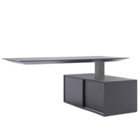 Gravity Electric Height Adjustable Sit Stand Executive Desk with Left Storage Unit W2400xD1600XH760-1160mm graphite desktop graphite body and frame