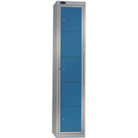 Probe Garment Dispenser Locker 5 Compartments Cam Lock ACTIVECOAT W380xD460xH1780mm Silver Body Blue Door