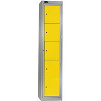 Probe Garment Dispenser Locker 5 Compartments Cam Lock ACTIVECOAT W380xD460xH1780mm Silver Body Yellow Door 7 Year Warranty