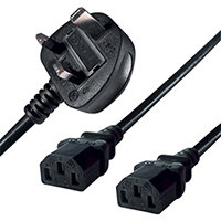 Connekt Gear 2.5m Mains Splitter Cable Plug to 2x C13 Sockets 27-0115B