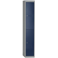 Bisley 2 Door Steel Locker Goose Grey & Blue W305xD305xH1802mm 5 Year Warranty