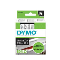 Dymo D1 Label Tape 45800, 19mm x 7m, Black on Clear (S0720820) - Transparent Labels for Durable and Discreet Marking