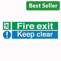 Fire Exit Keep Clear Self-Adhesive Vinyl Sign 150x450mm