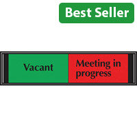 Stewart Superior Sliding Sign Vacant/Meeting In Progress Self Adhesive 225x52mm