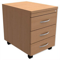 Mobile 3-Drawer Pedestal Beech  - Universal Storage Can Be Used Alone Or Accompany The Switch, Komo or Ashford Ranges