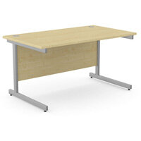 Office Desk Rectangular Silver Cantilever Legs W1400xD800xH725mm Maple Ashford