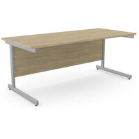 Office Desk Rectangular Silver Cantilever Legs W1800xD800xH725mm Urban Oak Ashford