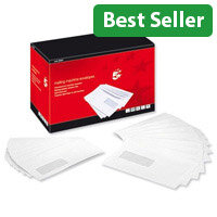 DL Window Mail Machine Envelopes Gummed 90gsm White Pack 500 5 Star