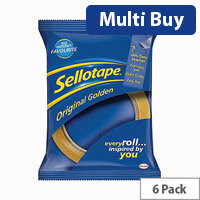 Sellotape Original Golden Sticky Tapes, 24mm x 50m (Pack of 6) - Strong Adhesive Tape for General Use