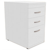 Filing Pedestal Desk-High 3-Drawer 600mm Deep White  - Universal Storage Can Be Used Alone Or Accompany The Switch, Komo or Ashford Ranges