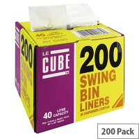 Le Cube Pack of 200 Swing Bin Liners 40L in Dispenser Le Cube Pack of 200 Swing Bin Liners 40L in Dispenser