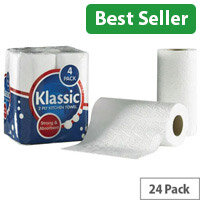 CPD Pack of 24 Handy Kitchen Paper Towels 60 Sheets per Roll White