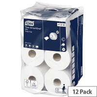 Tork T9 SmartOne Mini Toilet Roll 2-Ply 620 Sheets (Pack of 12) 472193