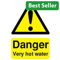 Safety Sign Danger Very Hot Water 75x50mm Self-Adhesive