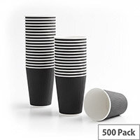 4Aces 8oz/250ml Black Ripple Disposable Hot Drink Paper Cups [Pack of 500]