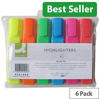 Q-Connect Highlighter Pens Assorted Colours Wallet Pack of 6 KF01909