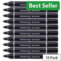 Q-Connect Permanent Marker Bullet Tip Black Pack 10