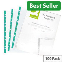 Q-Connect Deluxe A4 Punch Pocket Top Opening 65 Micron Pack 100