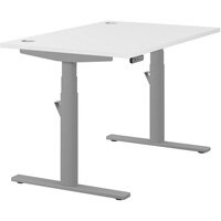 LEAP Electric Dual Motor Height Adjustable Rectangular Dual Motor Sit Stand Desk Portal Top W1200xD800xH620-1270mm White Top Silver Frame 10 Year Warranty