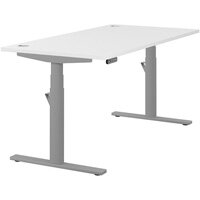 LEAP Electric Dual Motor Height Adjustable Rectangular Dual Motor Sit Stand Desk Portal Top W1600xD800xH620-1270mm White Top Silver Frame 10 Year Warranty
