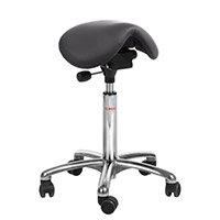 Mini Easymek Seat Saddle Stool With Black Leather Look Seat Upholstery H600 - 790mm Aluminum Frame