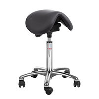 Dalton Easymek Seat Saddle Stool With Black Leather Look Seat Upholstery H600 - 790mm Aluminum Frame