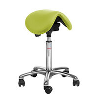 Dalton Easymek Seat Saddle Stool With Green Leather Look Seat Upholstery H600 - 790mm Aluminum Frame