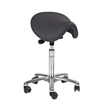 Pinto Easymek Seat Saddle Stool With Black PUre Imitation Leather Seat Upholstery H610 - 800mm Aluminum Frame