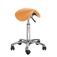 Mini Flexmatic Optimum Adjustment Seat Saddle Stool With Orange Leather Look Seat Upholstery H530 - 720mm Aluminum Frame