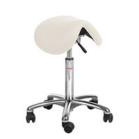 Dalton Flexmatic Optimum Adjustment Seat Saddle Stool With White Leather Look Seat Upholstery H530 - 720mm Aluminum Frame