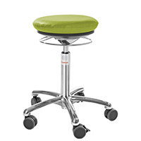 Pilates Air-Seat Ergonomic Stool With Green Leather Look Seat Upholstery H520 - 710mm Aluminum Frame