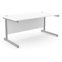 Office Desk Rectangular Silver Cantilever Legs W1600xD800xH725mm White Ashford