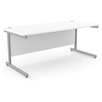 Office Desk Rectangular Silver Cantilever Legs W1800xD800xH725mm White Ashford