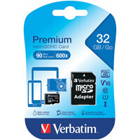 Verbatim 32GB Micro SDHC Card with Adapter, Black (Ref 44083) - Expandable Storage for Cameras & Smartphones