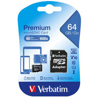Verbatim Premium 64GB SDXC Micro Card with Adapter (Ref 44084) 