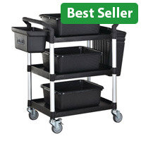 Three Tier Plastic Utility Tray Trolley With Accessories Capacity 250kg