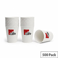 Mycafe 8oz/250ml Ripple Wall Hot Drinks Disposable Paper Cups (500 Pack)