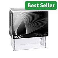 COLOP Printer 40 Custom Text Pre-Inked Rubber Stamp Black Ink Black Handle - COLOP self-inking plastics stamp - rectangular - 23 x 59 mm for 6 lines - reliable and comfortable use