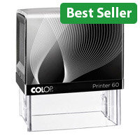 COLOP Printer 60 Custom Text Pre-Inked Rubber Stamp Black Ink Black Handle